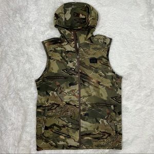 New Under Armour Rut Fleece Vest Hoodie Forest Camouflage Camo 1356288-988